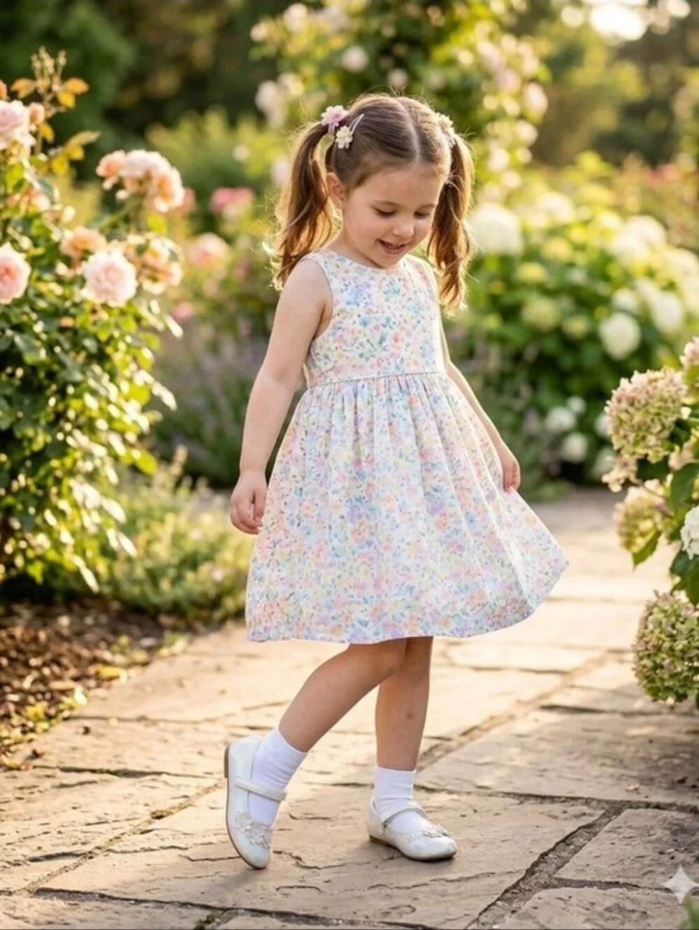 Rachel Shoes White Sparkle Floral Mary Jane For Girl's Size 8